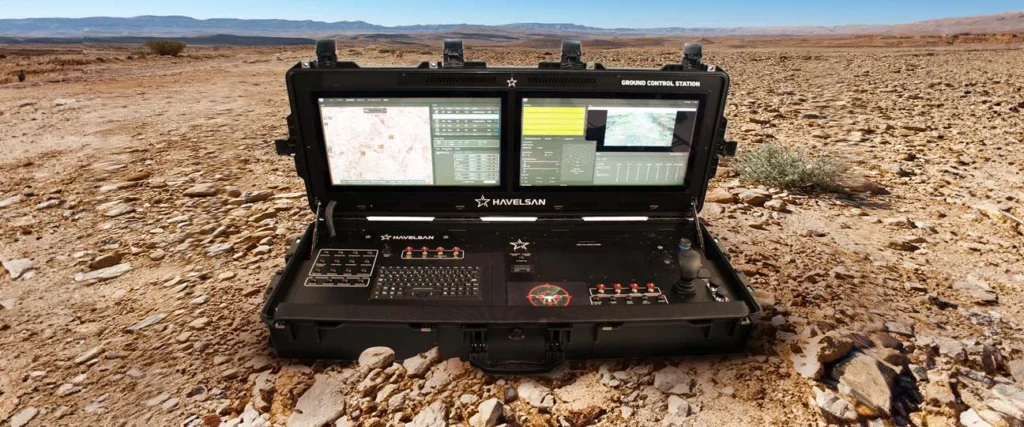 havelsan-ground-control-station - Quwa HAVELSAN portable ground control station deployed in a desert setting