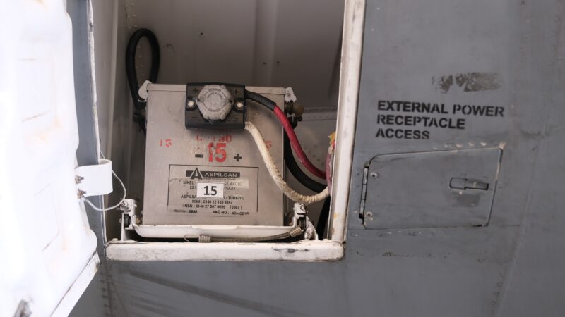 ASPİLSAN aviation battery installed in an open C-130 aircraft compartment